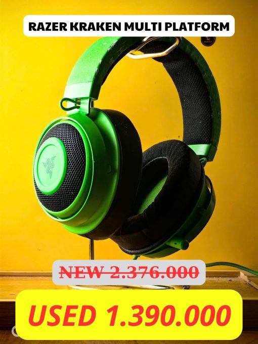 Razer Kraken Multi-Platform là mẫu tai nghe cũ giá rẻ dành cho game thủ, nổi bật với thiết kế cực kỳ thoải mái, âm trường rộng, micro thu âm sắc nét và khả năng tương thích đa nền tảng từ PC, console đến mobile.